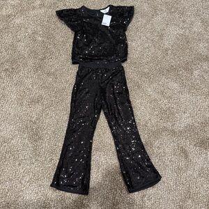 Black Sequin Two-Piece Set girls size 6